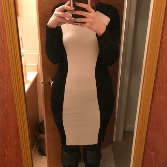 VENUS Dresses & Skirts - Venus White and Black Sweater Dress Size Medium
